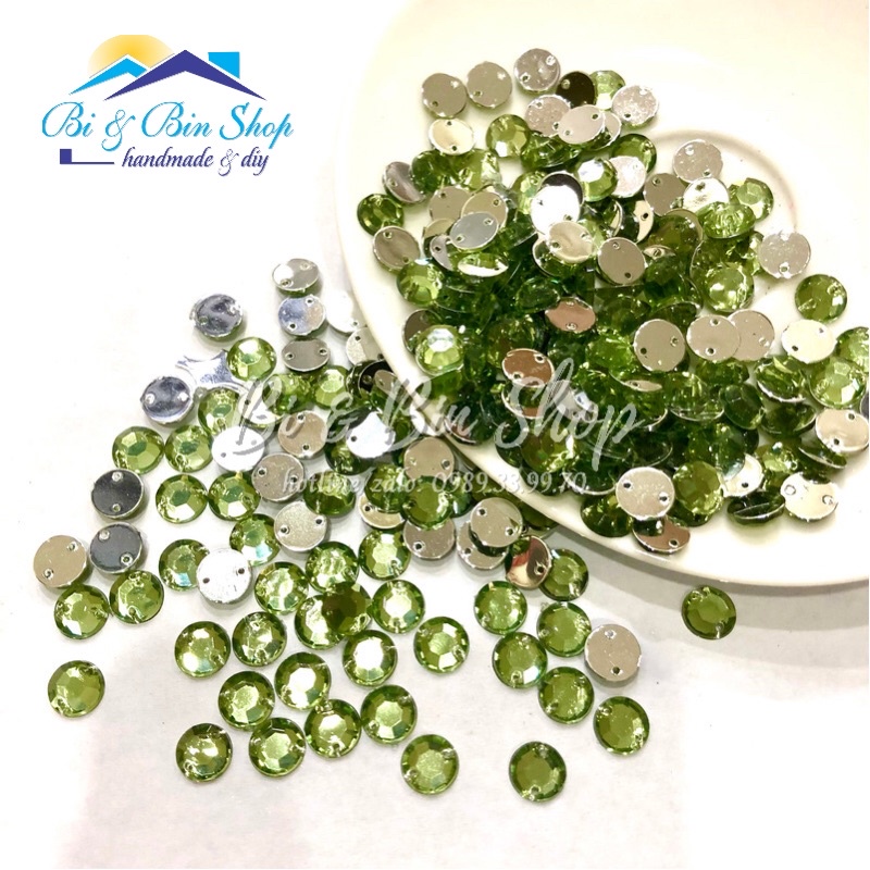 100 Viên Đá Kết Tròn 12mm Đính Kết Trang Phục Thời Trang