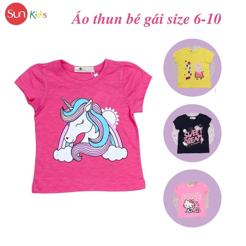 Áo thun cho bé gái, áo phông bé gái chất cotton mềm mát, size 6 - 10 tuổi - SUNKIDS