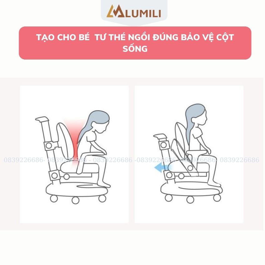 [ tặng đai chống gù và bọc ghế] ghế chống gù chống cận thông minh trẻ em Lumili M6 tạo tư thế ngồi đúng bảo vệ cột sống
