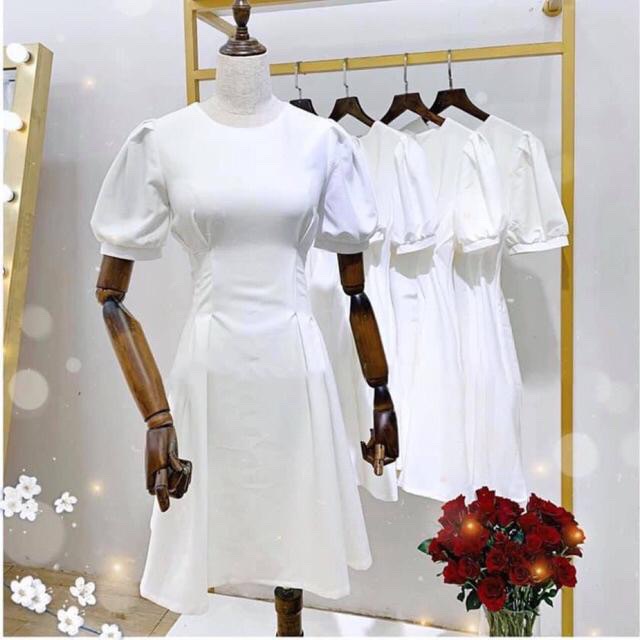 [Mã WASTMAY giảm 15% tối đa 30K đơn 150K] Đầm trắng pen eo tay phồng duyên dáng - Lovely Dress | BigBuy360 - bigbuy360.vn
