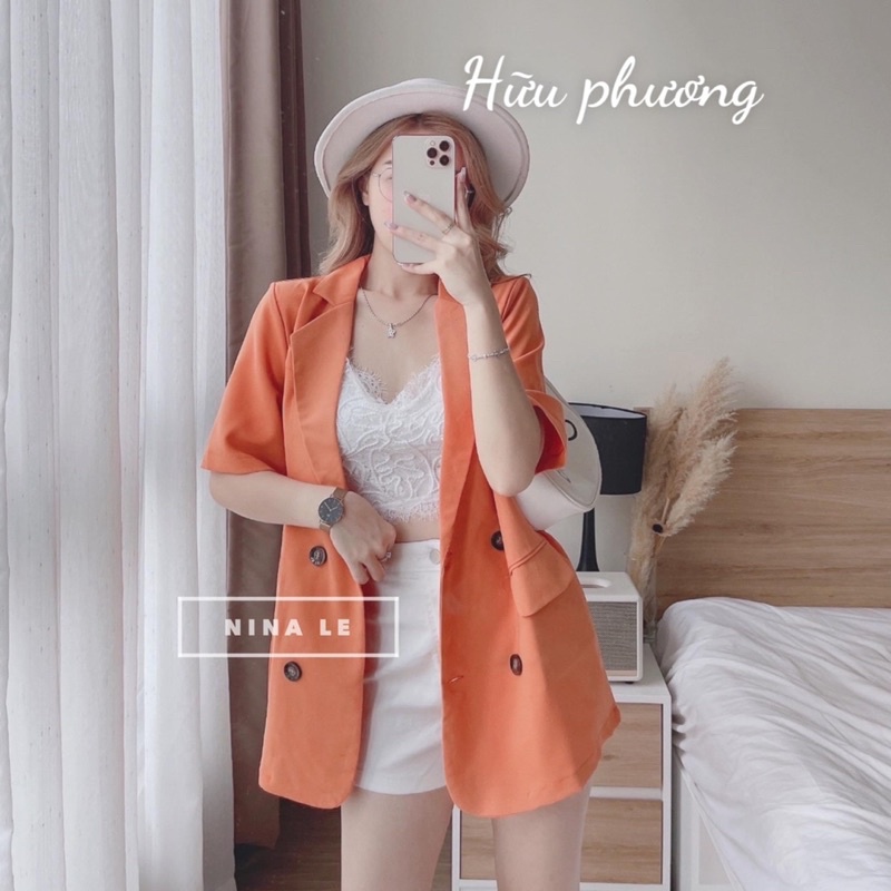 Áo vest blazer cúc loang