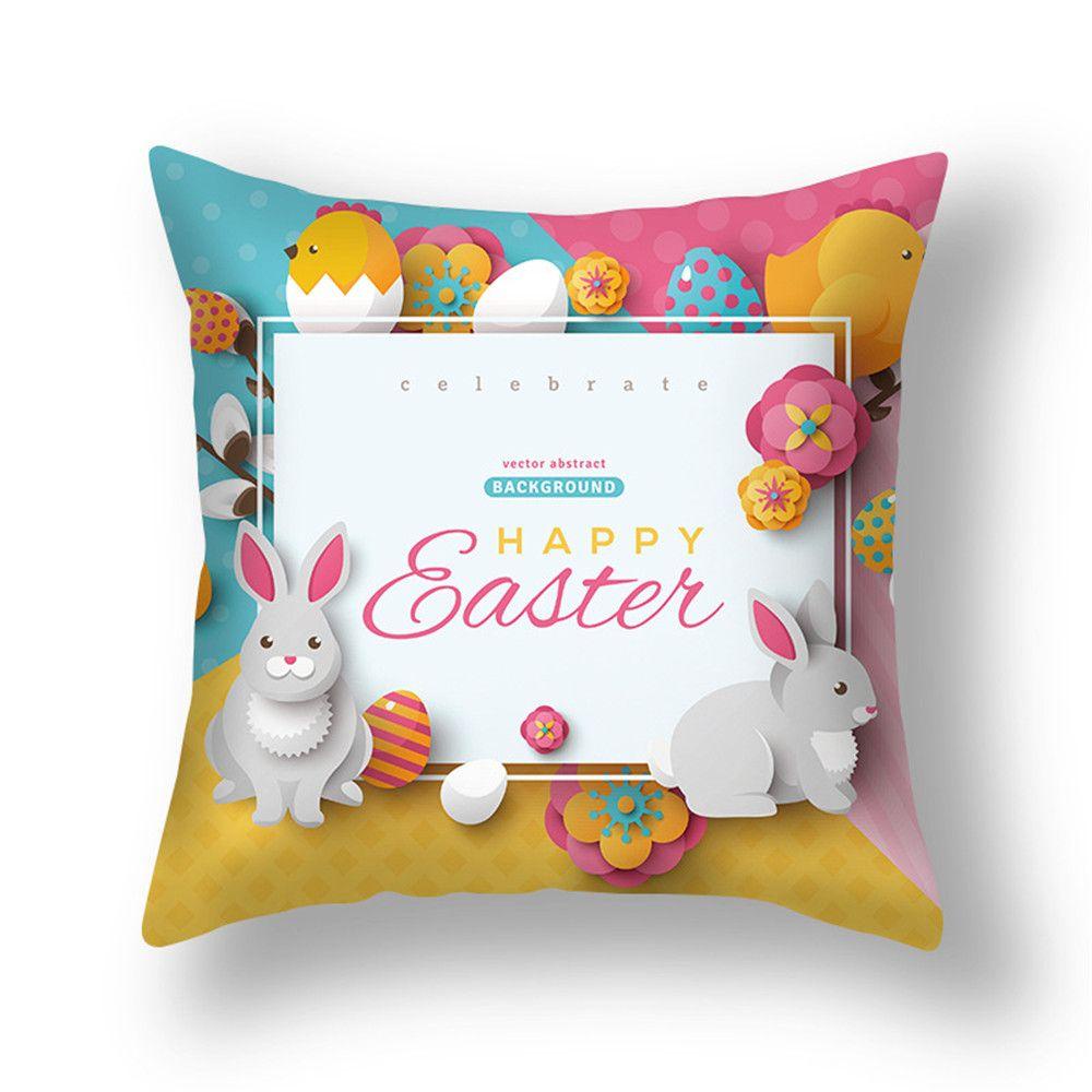 Vỏ Gối Polyester 45 * 45cm Họa Tiết Trứng Phục Sinh Ốp