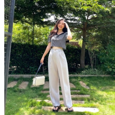 [Mã BMLTA50 giảm đến 50K đơn 99K] Quần dài ống suông đơn giản xếp 2 li trước thời trang GAGO màu xám GO3959