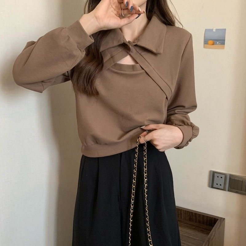 COZOK Áo polo Dài Tay Màu Trơn Hợp Thời Trang Dễ Phối Đồ