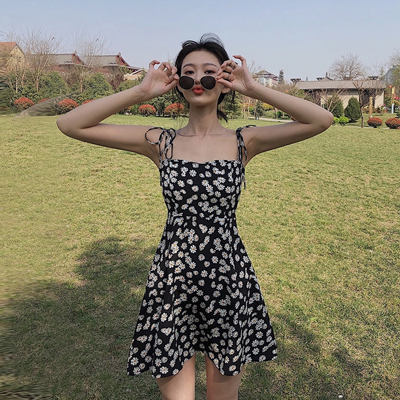 IELGY     Váy Mới Váy Hoa Cúc Cổ Điển