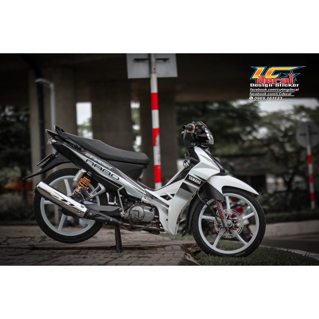 [FreeShip] Tem Decal Rời mẫu Spark Nano cho Sirius xăng cơ trắng đen - tem 3 lớp cao cấp