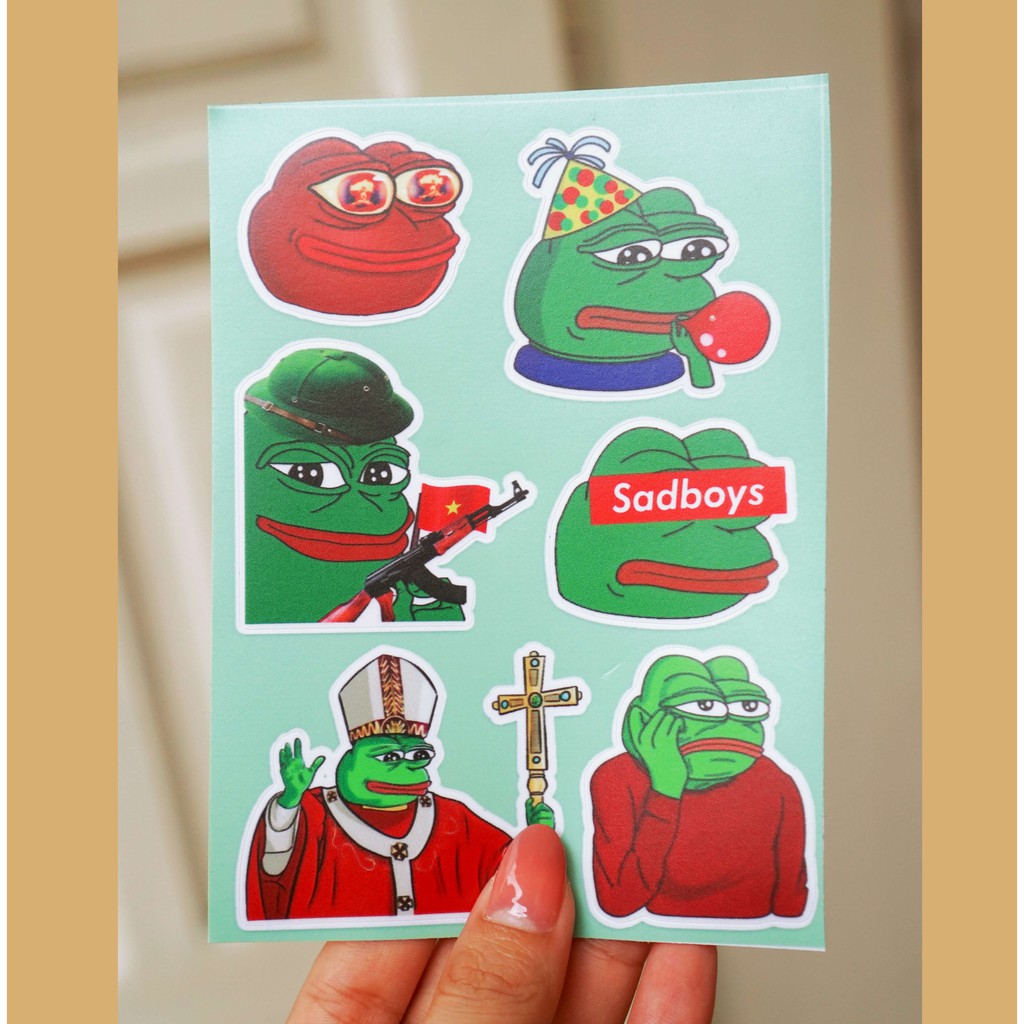 Sticker Meme Ếch Xanh Pepe Chống Thấm Nước | STK83 | Hình Dán Meme Sticker Dán Mũ Bảo Hiểm Bình Nước Laptop Điện Thoại