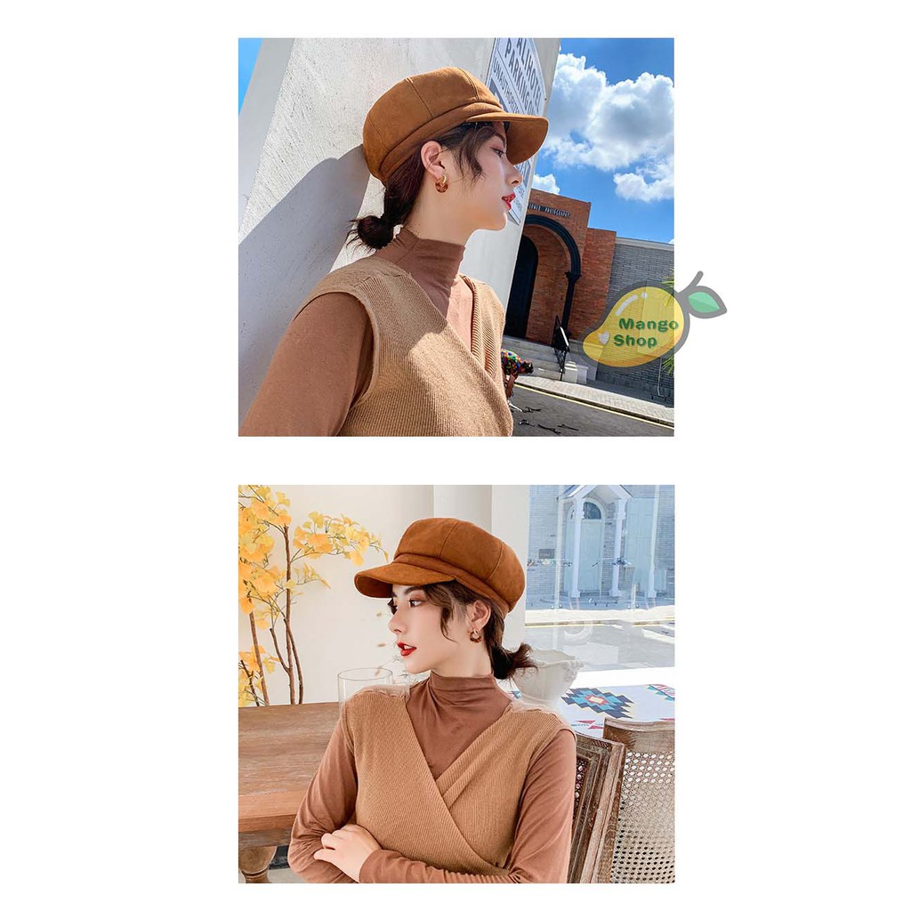 [NEW] Mũ dạ nhung Newboy có vành style Hàn Quốc ( Mũ dạ da cá loại dày mới )