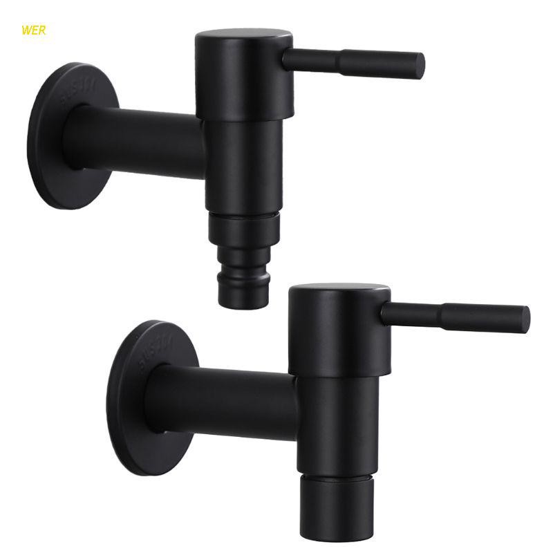 Vòi nước gắn tường bằng thép không gỉ màu đen cho nhà tắm/sân vườn