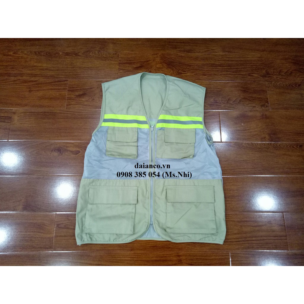 Áo bảo hộ kiểu Ghi Lê Kỹ sư vải kaki 4 túi 1 dây kéo- Hình thật, hàng sẵn