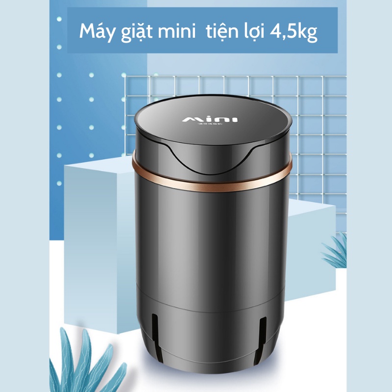 Máy giặt Mini thông minh 4,5kg chính hãng, Máy giặt vắt quần áo gia dụng nhỏ gọn khử trùng UV bằng công nghệ Blue Ag