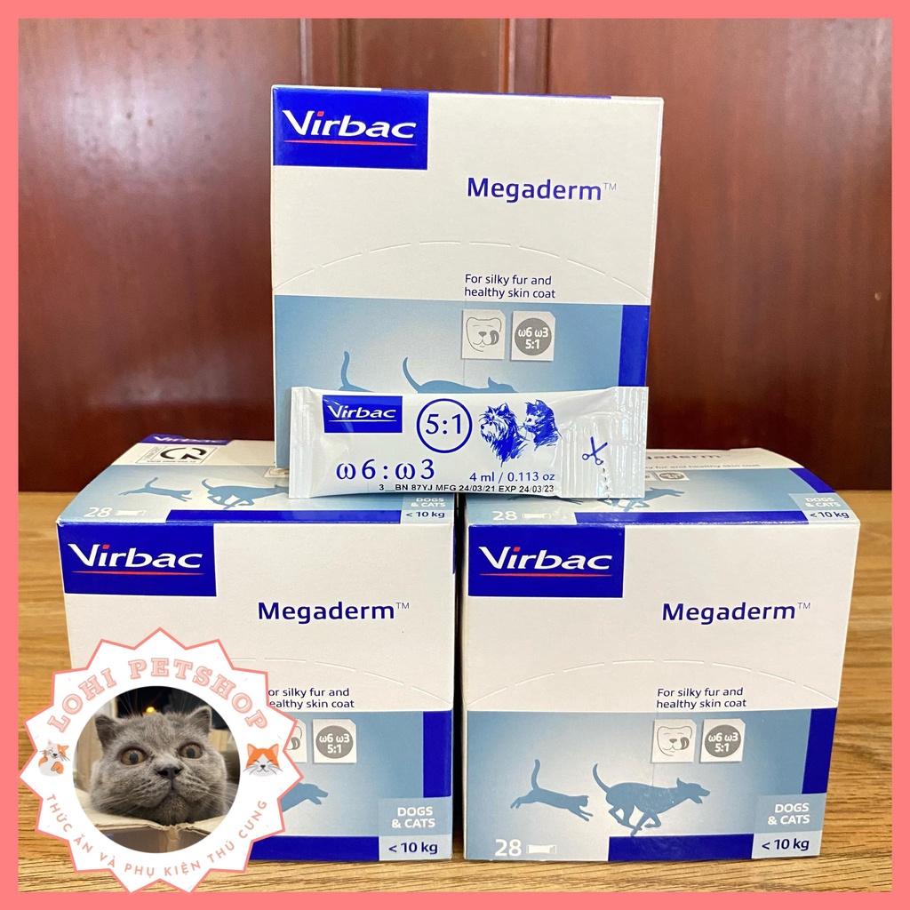 Megaderm virbac - Gel dinh dưỡng cho chó mèo giúp mượt da lông và giảm ngứa - 1 hộp 28 gói