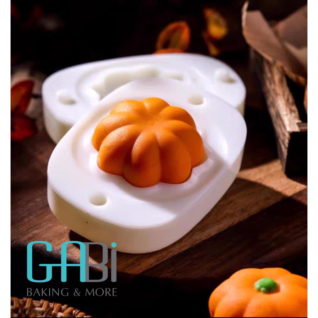 Khuôn ép bánh trung thu hình quả hồng/bí ngô