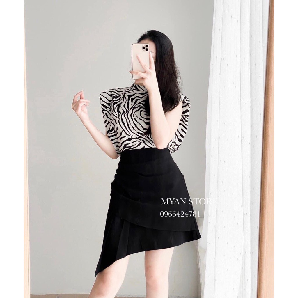[Hàng xịn] Sét  Áo Vằn Mix Chân Váy Lệch Siêu Sang Chảnh Hàng Qc Loại1. | BigBuy360 - bigbuy360.vn