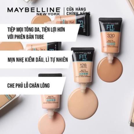 Kem Nền Mịn Nhẹ Kiềm Dầu Fit Me dạng tuýp Maybelline New York Matte and Poreless Foundation Tube 18ml