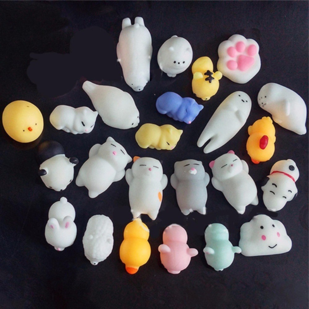 BỘ 16 Đồ Chơi Squishy Mochi - MẪU KHÁC NHAU (Có hộp đựng từng con) - LICLAC