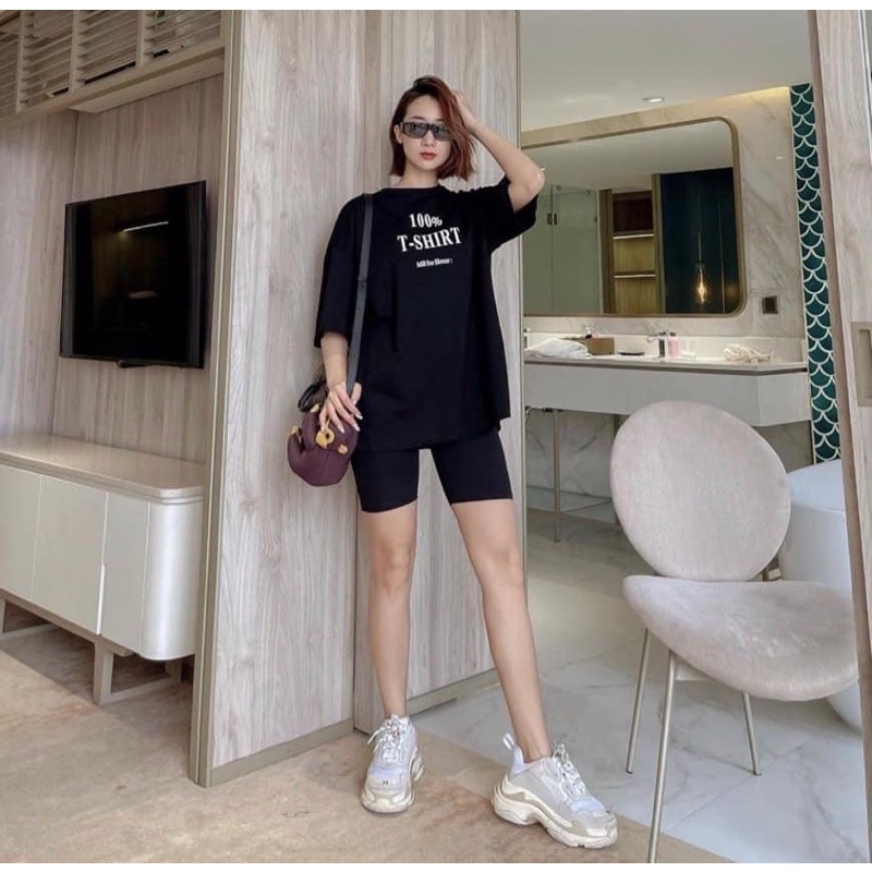 Sét áo phông 100% quần lengging lửng TTB443