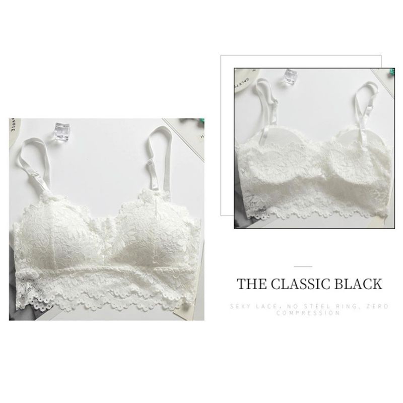 Áo lót 2 dây phối ren màu trơn quyến rũ cho nữ