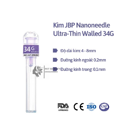 Đầu kim Meso 34G 4mm 6mm 8mm Nanoneedle - Hãng JBP Hàn Quốc