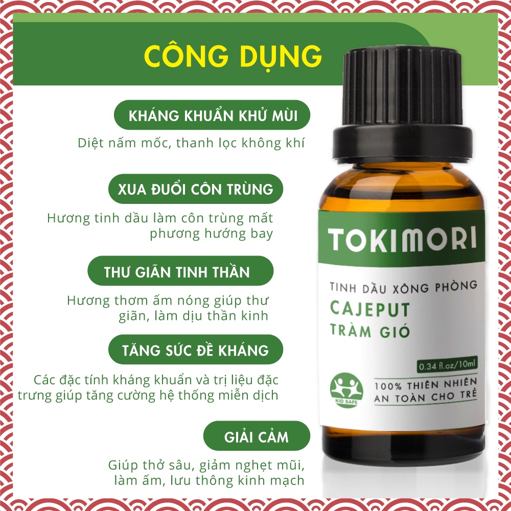 Tinh Dầu Tràm Gió TOKI MORI Xuất Khẩu Nhật Bản (10ml) Nguyên Chất Thiên Nhiên, An Toàn Cho Trẻ, Xông Phòng, Khử Mùi