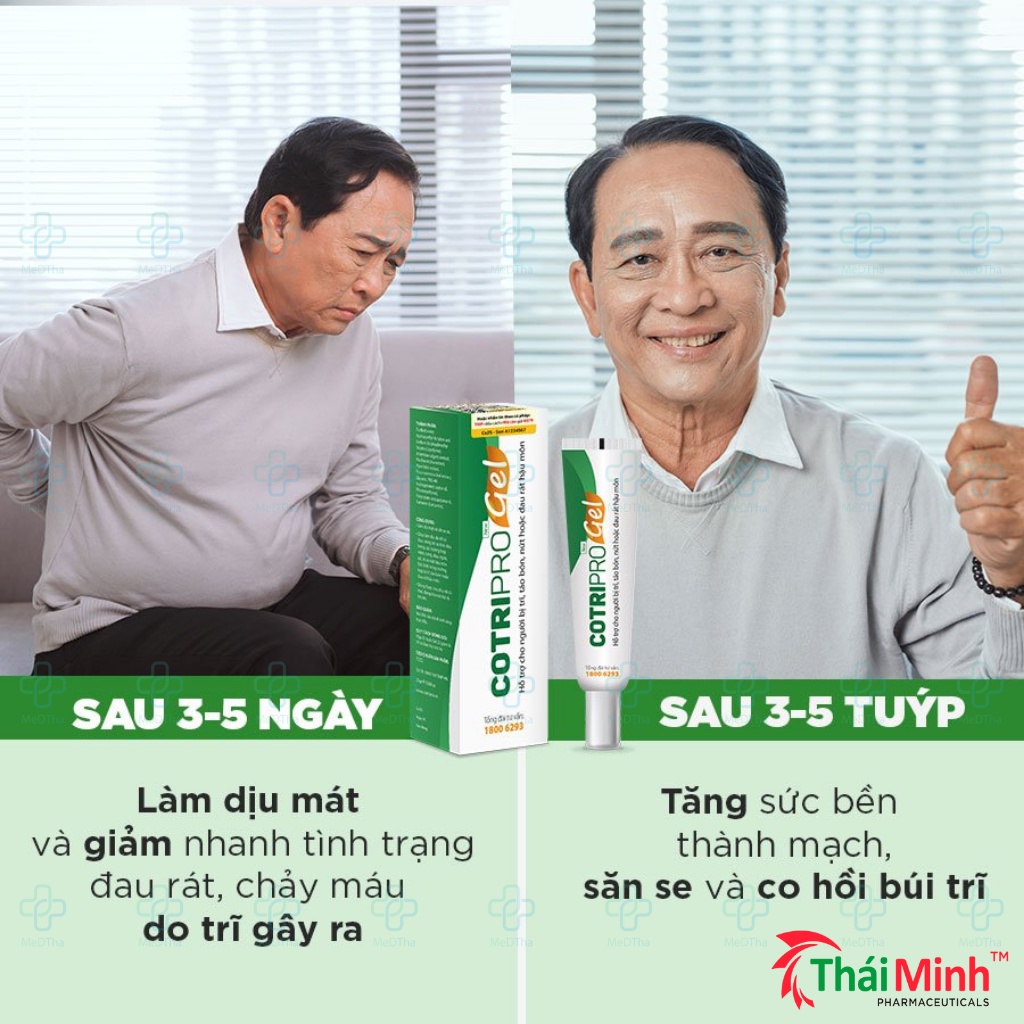 Cotripro Gel - Gel Bôi Trĩ, Táo Bón, Ngải Cứu, Giải Nhiệt, Dịu Mát, Săn Se Da