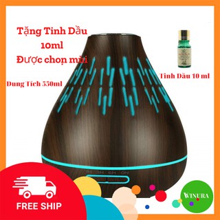 Máy khuếch tán tinh dầu dung tích 550 ml tặng tinh kèm tinh dầu lọ 10 ml