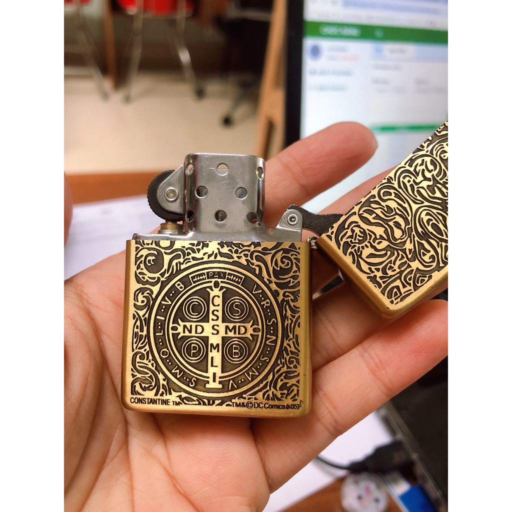 Vỏ Bật Lửa Zippo Constantine Thánh Giá Vỏ Đồng - Đáy lồi