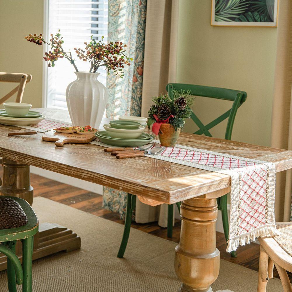 Khăn Trải Bàn 15H Chất Liệu Cotton Phối Tua Rua Phong Cách Bohemian Độc Đáo Trang Trí Bàn Ăn / Tiệc Cưới