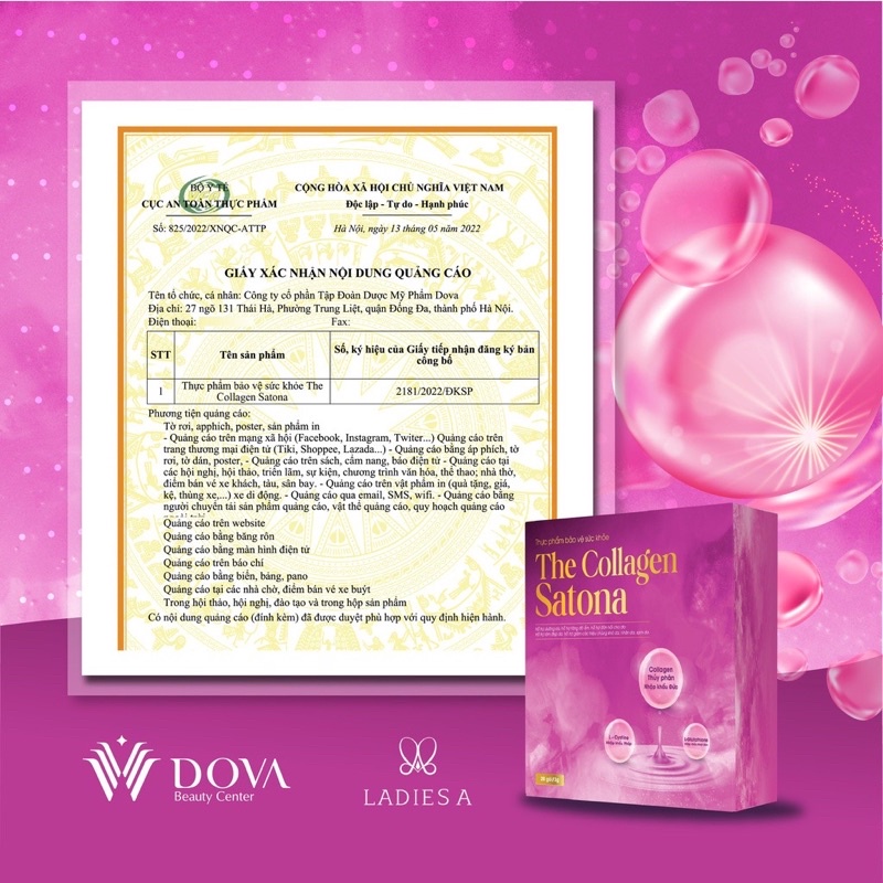 Colagen Satona dova hành chuẩn kèm quà tặng