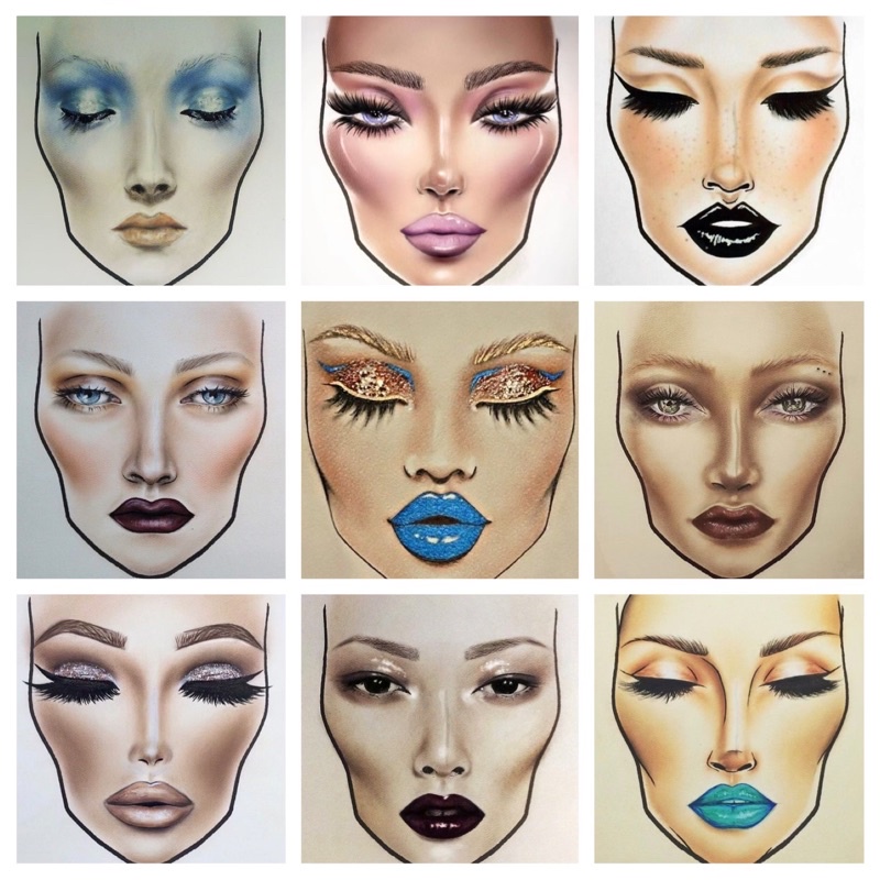 Giấy face chart tập makeup