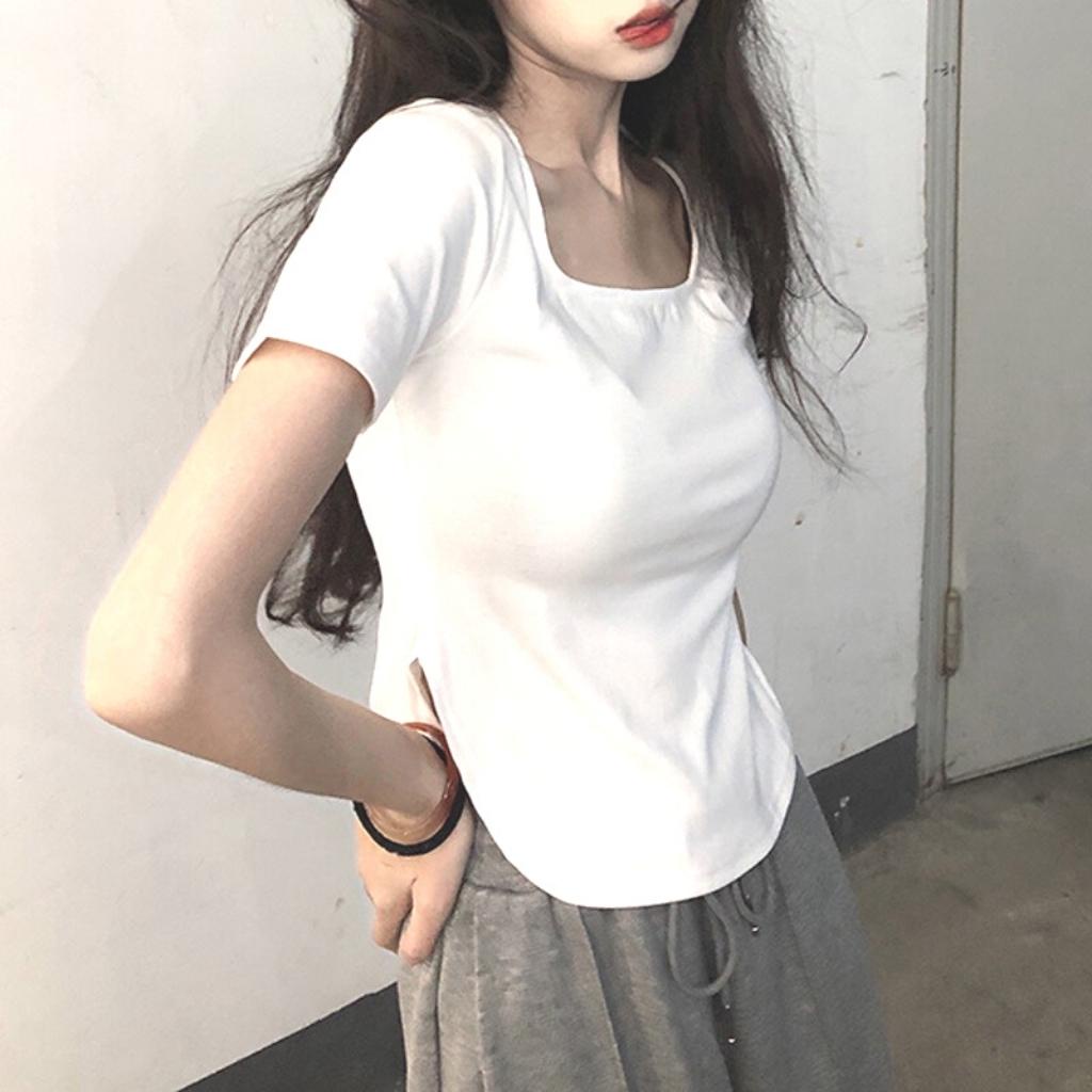 Áo thun bigsize nữ tay ngắn cổ tròn đuôi bầu croptop vải thun borip co giãn dành cho nàng mũm mĩm 58-95 kg A25