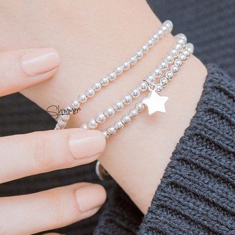 Lắc tay bạc 925 Medium Bauble Star - Shimmer Silver