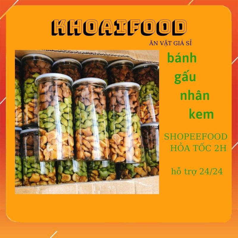 Bánh gấu Thiên Hồng nhân kem mix vị 500g cực bon