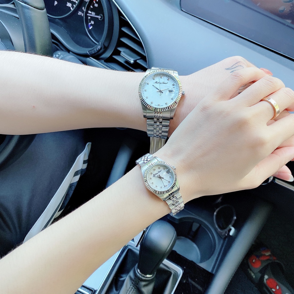 Đồng hồ đôi nam nữ dây thép Mathey Tissot D710AI Và H710AI