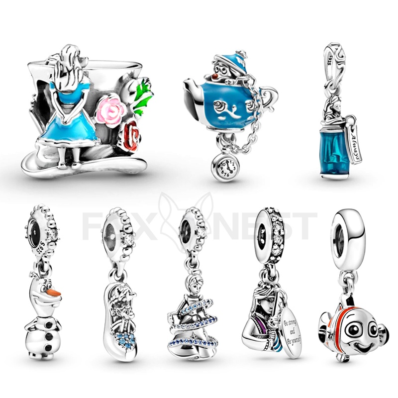 Hạt Charm Mạ Bạc S925 Hình Mickey Minnie / Alice Ở Xứ Sở Thần Tiên / Cinderella Dùng Làm Trang Sức DIY