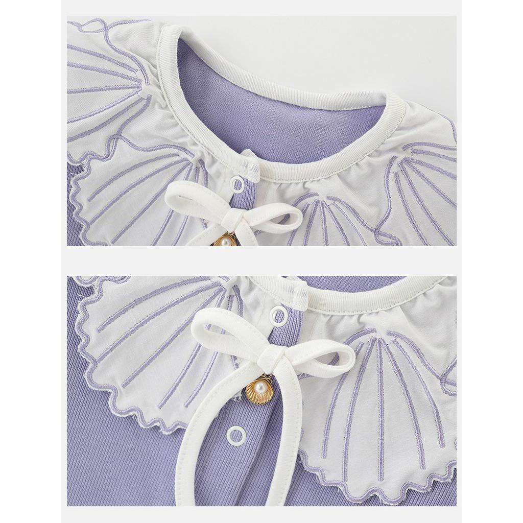 Áo liền quần tay dài màu tím thời trang đáng yêu cho bé gái