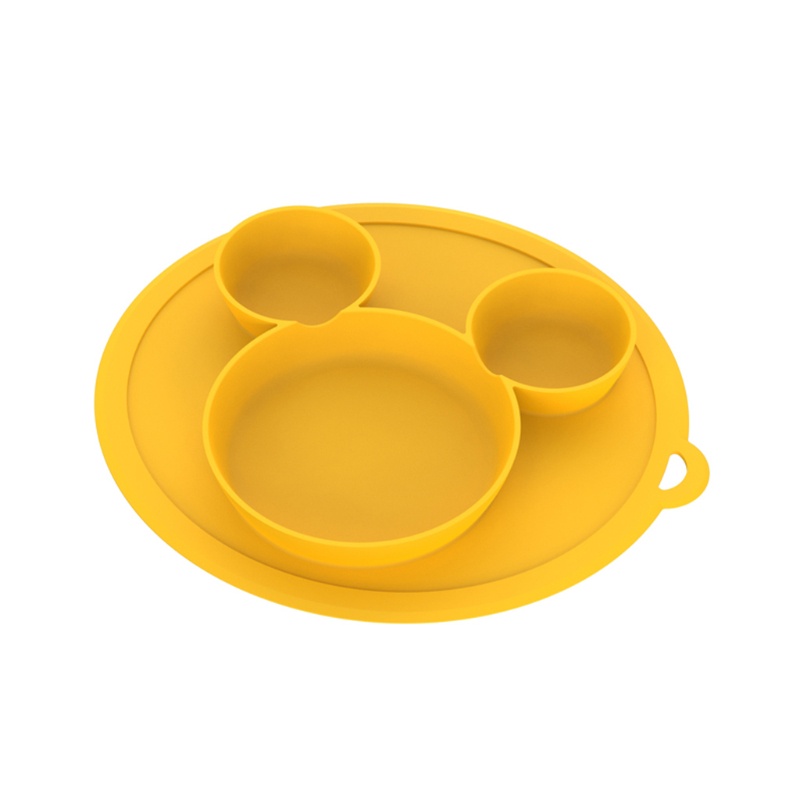 Bát Ăn Chia Ngăn Bằng Silicone Không Chứa BPA Màu Trơn Không Độc Hại Có Giác Hút Cho Bé Sơ Sinh