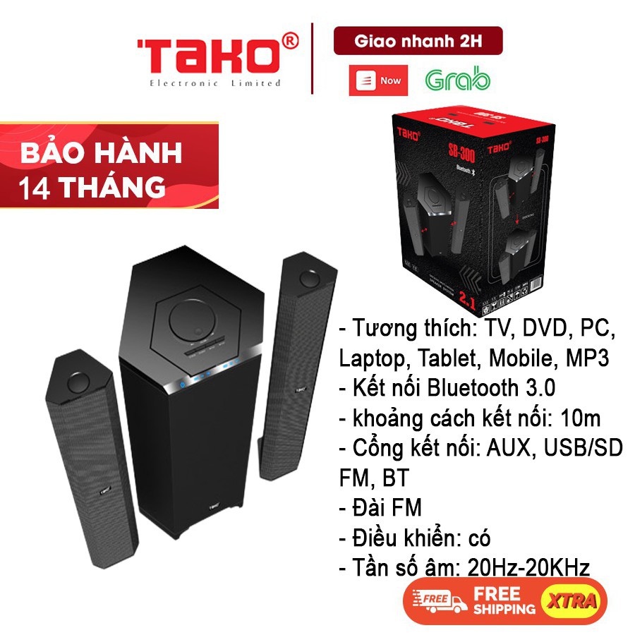 Loa máy tính để bàn, Loa gaming bass mạnh soundbar 2.1 TAKO SB-300 - Hàng Chính Hãng - Bảo hành 14 tháng