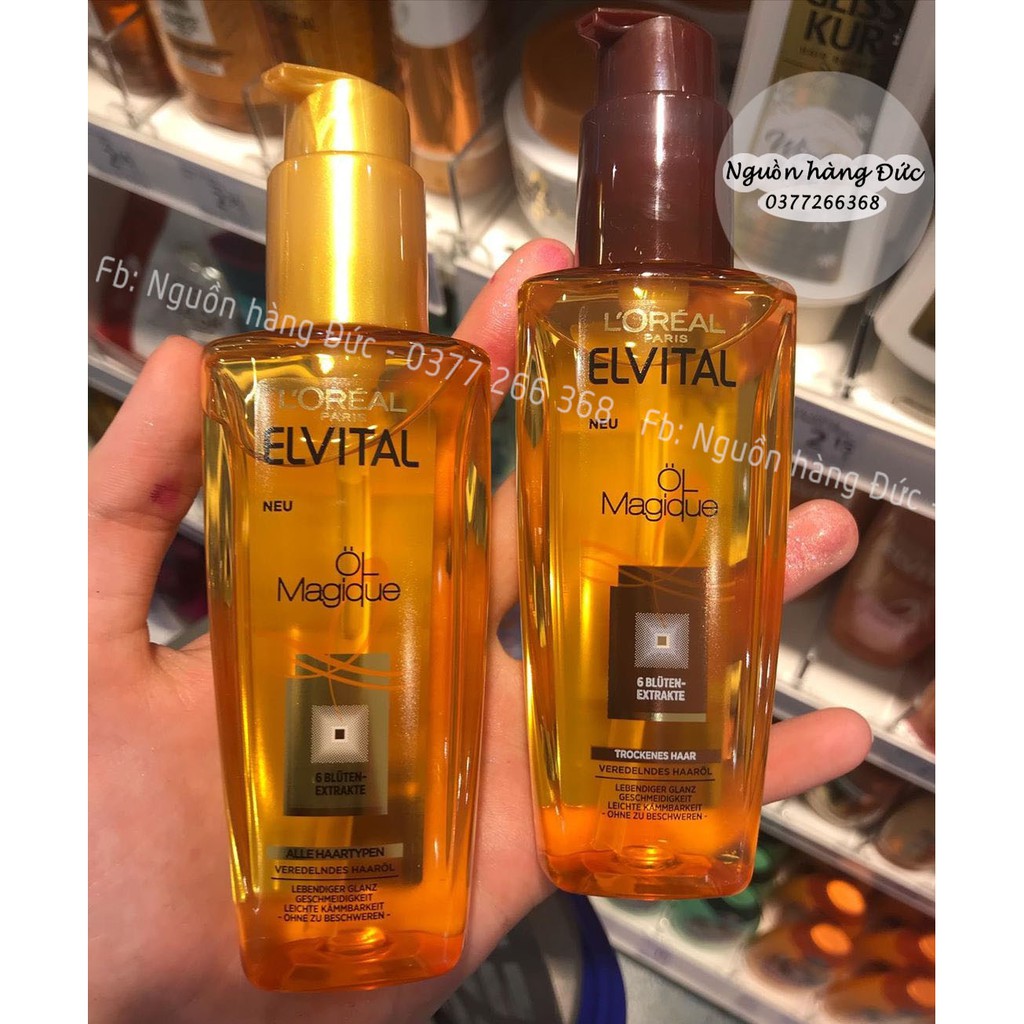 [Mẫu mới+bill] Tinh dầu dưỡng tóc Loreal elvital Đức - Nguồn hàng Đức