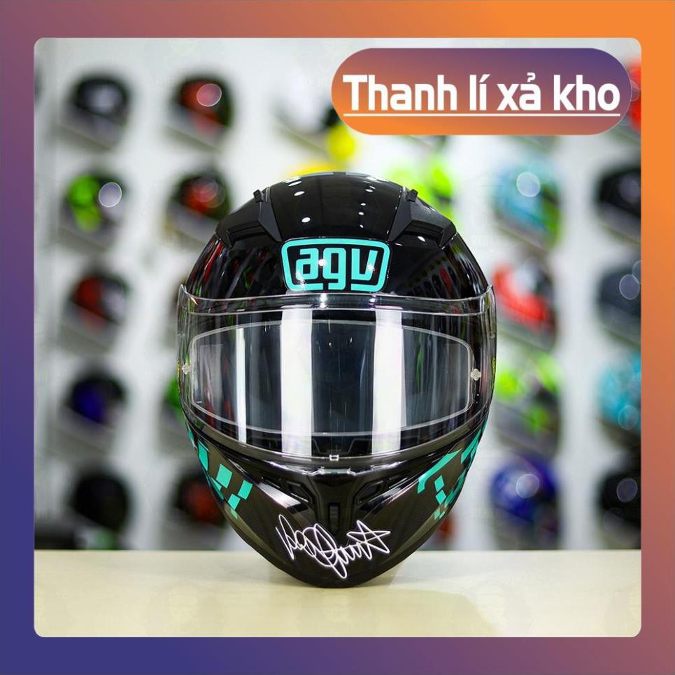 Bán Sỉ Nón Fullface ROC 01 Dán Tem Decal AGV Xanh Ngọc Tặng "Pinlock" Free Ship