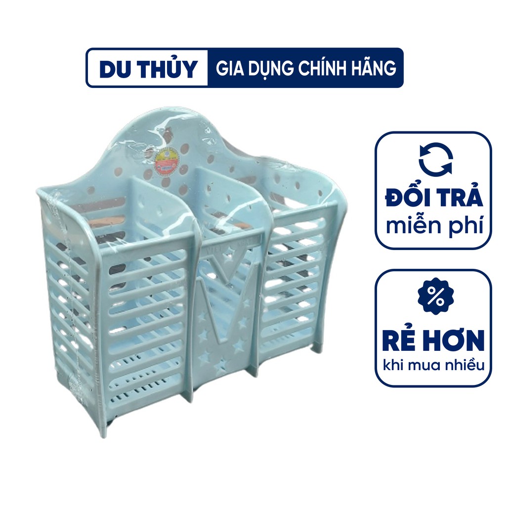 Ống đựng đũa nhựa 3 ngăn Việt Nhật 2708 (17.7 x 7 x 13.5cm) nhựa nguyên sinh an toàn sức khỏe của gia dụng Du Thủy