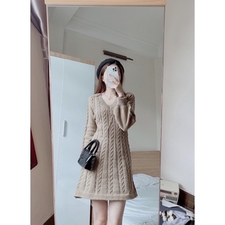 Reli dress - váy len hàn quốc chất liệu len thừng dày dặn