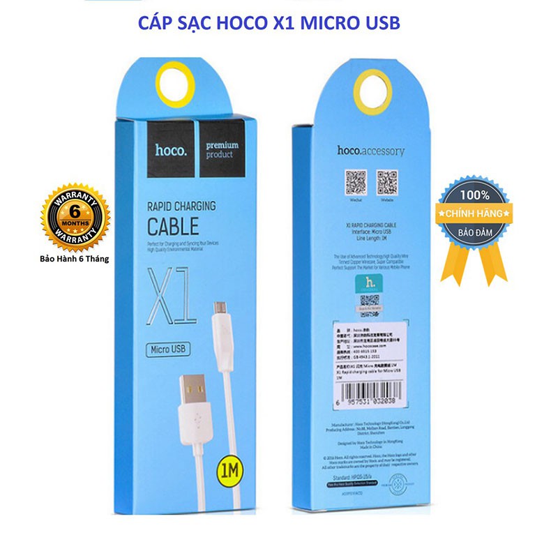 Cáp sạc android Hoco MicroUSB X1 chính hãng