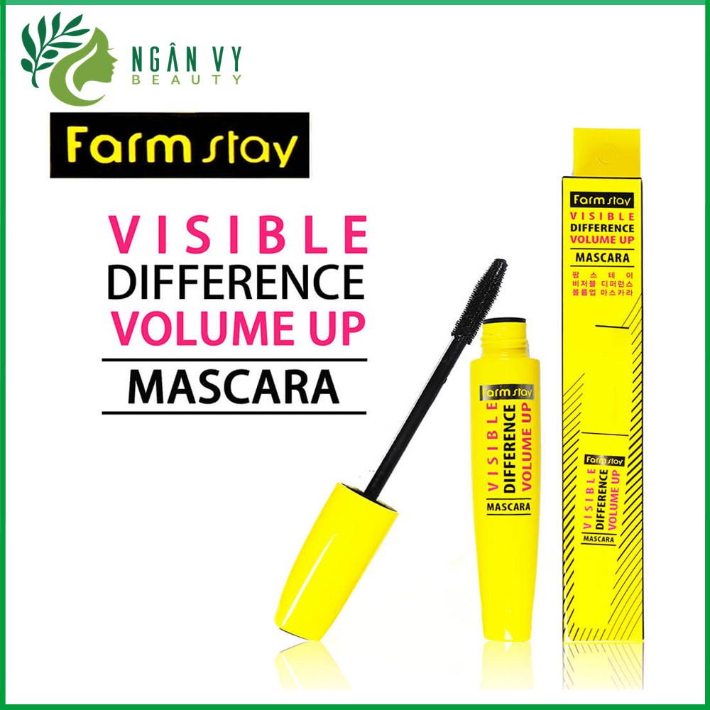 [Đủ Bill] Mascara Hàn Quốc vàng làm dày, dài và đen mi Farmstay Visible Difference Volume Up 12g
