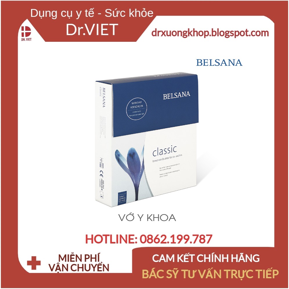 Vớ gối y khoa chống suy giãn tĩnh mạch Belsana Classic AD Đức chính hãng cao cấp- Giúp máu lưu thông tốt, không hầm hơi