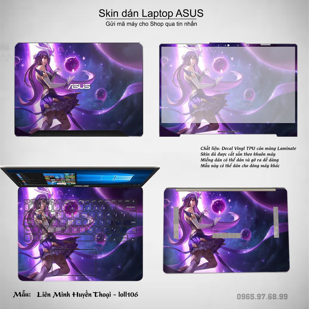 Skin dán Laptop Asus in hình Liên Minh Huyền Thoại nhiều mẫu 15 (inbox mã máy cho Shop)