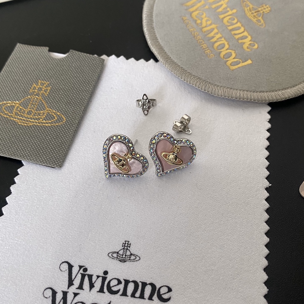 Khuyên Tai Tròn Khắc Chữ Vivienne Westwood Bằng Thép Titan Thời Trang Cho Nữ