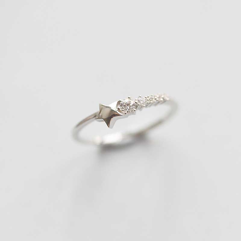 Nhẫn Mạ Vàng / Bạc 925 Hình Sao Băng Đính Đá Zircon Đơn Giản Thời Trang Hàn Quốc Cho Nữ