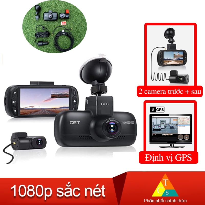 Camera hành trình ô tô trước và sau QCT có hiển thị tốc độ, kèm GPS, Bản Quốc Tế