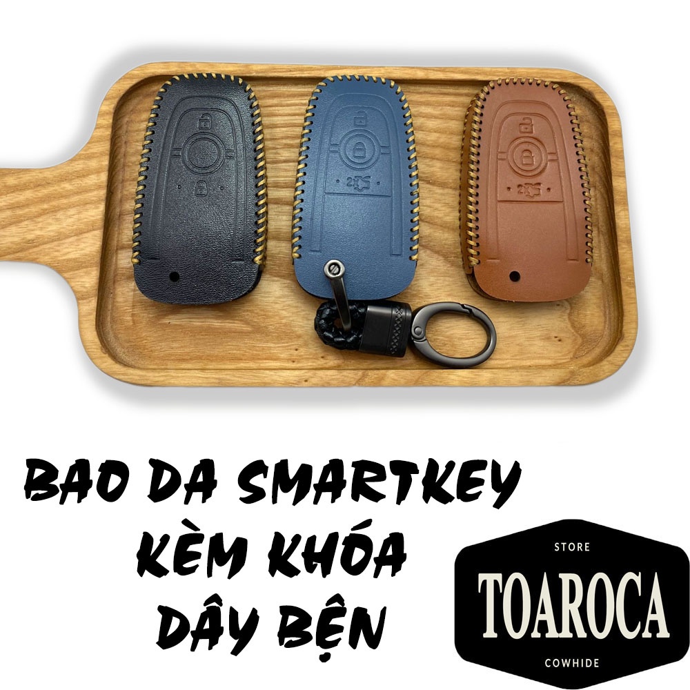 Bao Da Chìa Khóa  ôtô Smartkey  Ford Ecosport, Everest, Ranger, Explorer 2019 (2,3,4 nút) Da Bò Cao Cấp Handmade Toaroca